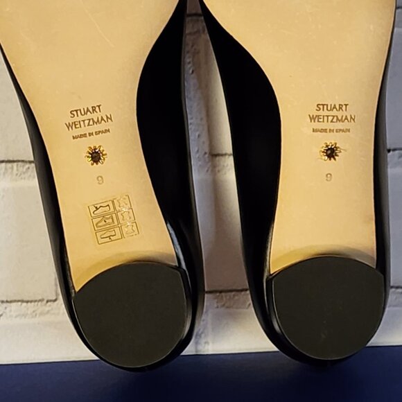 Brand  New Stuart Weitzman Anicia 25 Black Leather Low Pump Size: 39.5 | 9 B - Picture 7 of 13